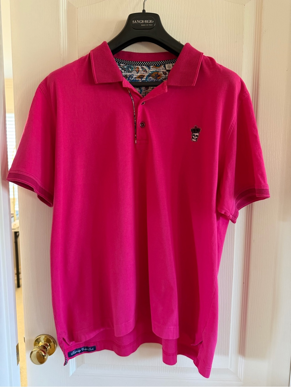 Robert Graham men’s polo shirt bright pink, 3XL